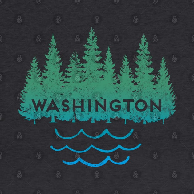 Washington State Pride Trees Water Graphic Silhouette by Pine Hill Goods